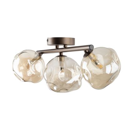 Overflademonteret lysekrone LAVA 3xG9/8W/230V, bronze/røgbeige