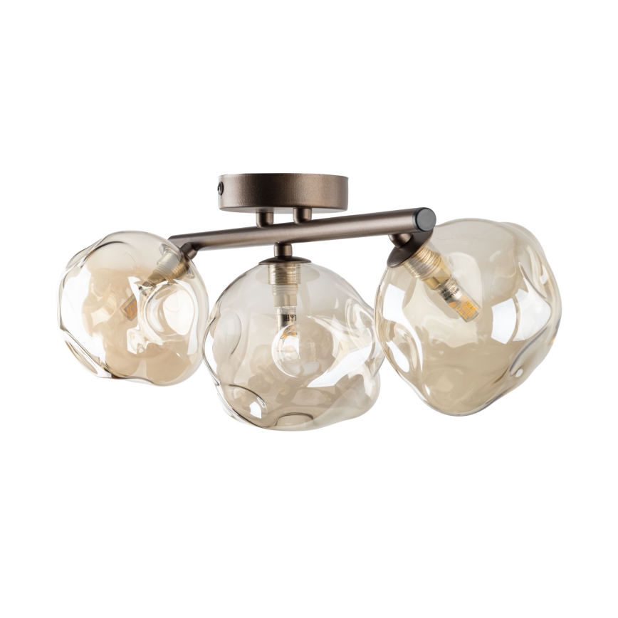 Overflademonteret lysekrone LAVA 3xG9/8W/230V, bronze/røgbeige