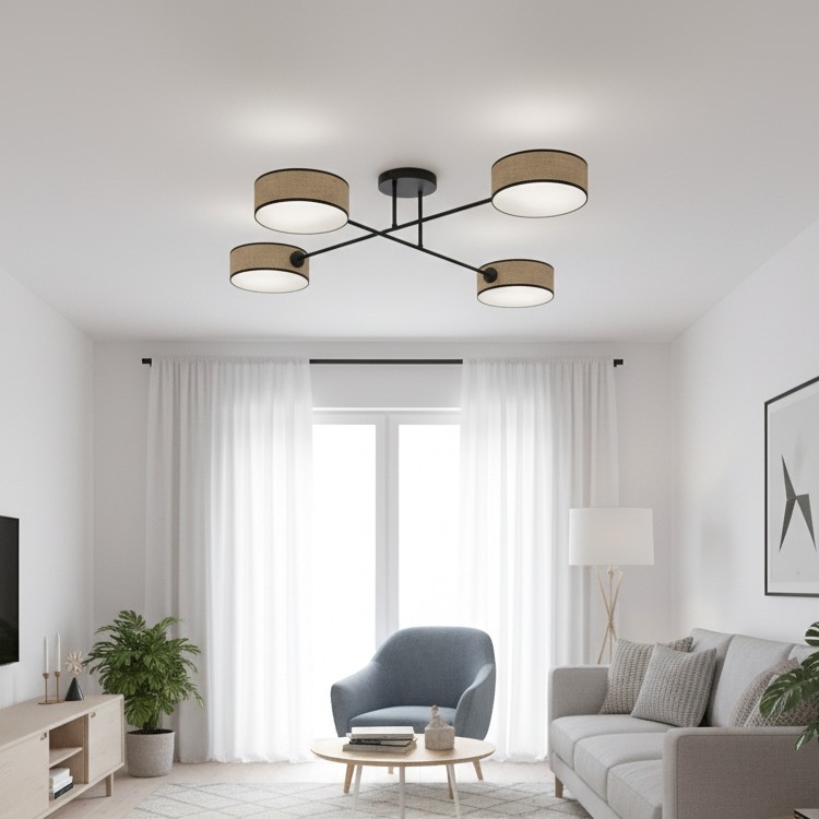 Overflademonteret lysekrone MAGA 4xE14/10W/230V beige