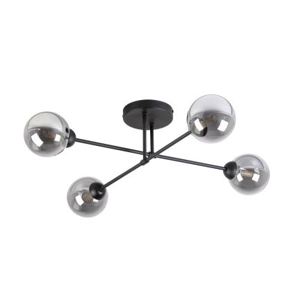 Overflademonteret lysekrone OBSIDIAN 4x G9/10W/230V sort/røget grå