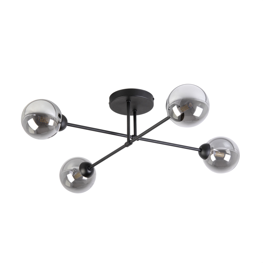 Overflademonteret lysekrone OBSIDIAN 4x G9/10W/230V sort/røget grå
