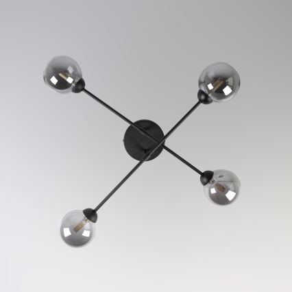 Overflademonteret lysekrone OBSIDIAN 4x G9/10W/230V sort/røget grå