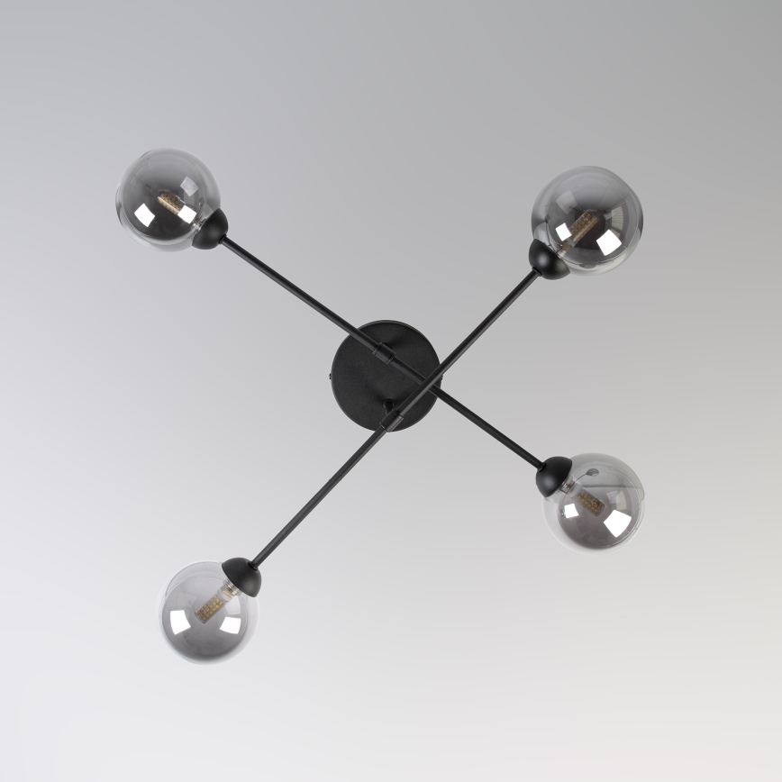 Overflademonteret lysekrone OBSIDIAN 4x G9/10W/230V sort/røget grå