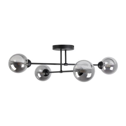 Overflademonteret lysekrone OBSIDIAN 4x G9/10W/230V sort/røget grå
