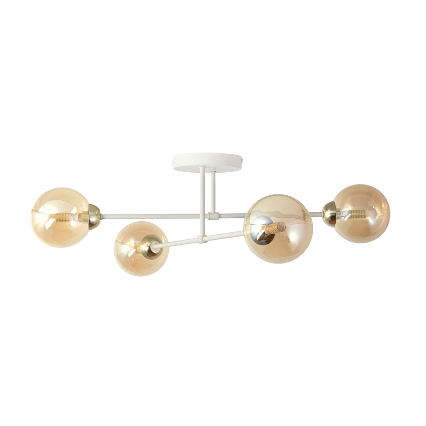 Overflademonteret lysekrone OBSIDIAN 4xG9/10W/230V – creme/guld/røget beige