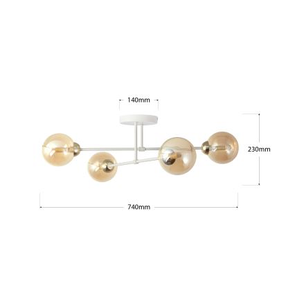 Overflademonteret lysekrone OBSIDIAN 4xG9/10W/230V – creme/guld/røget beige