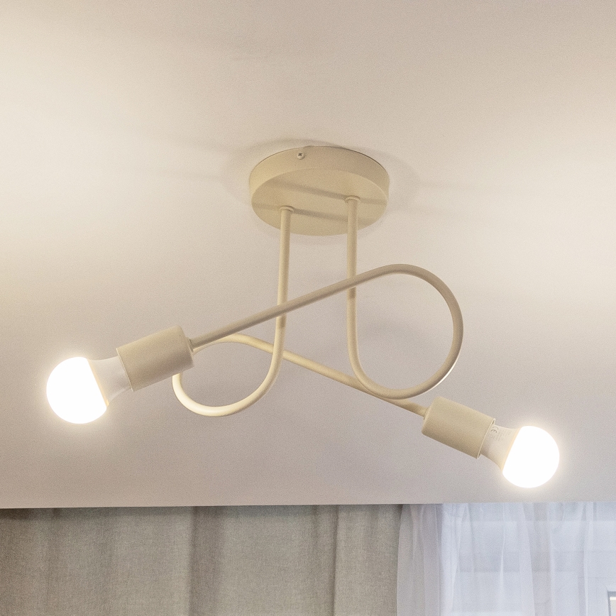 Overflademonteret lysekrone OXFORD 2xE27/15W/230V cremefarvet