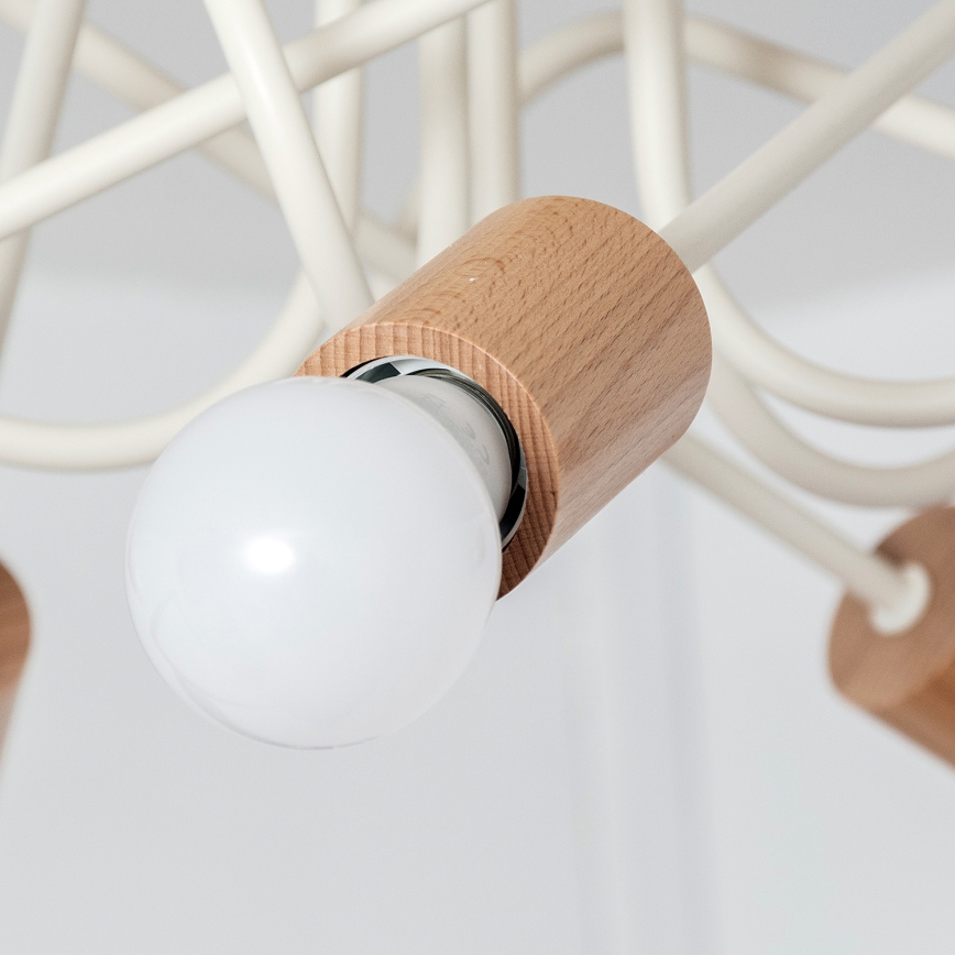 Overflademonteret lysekrone OXFORD 5xE27/15W/230V fyrretræ/creme