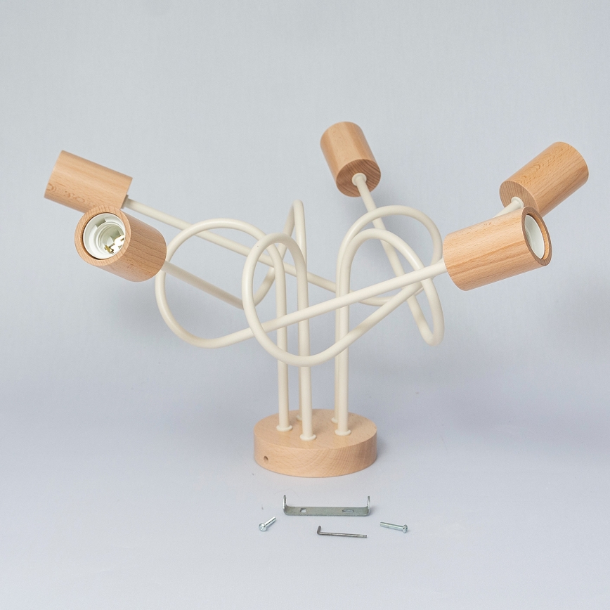 Overflademonteret lysekrone OXFORD 5xE27/15W/230V fyrretræ/creme