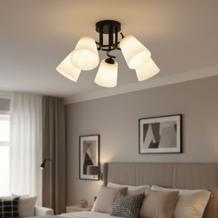 Overflademonteret lysekrone PAFOS 5xE27/15W/230V sort