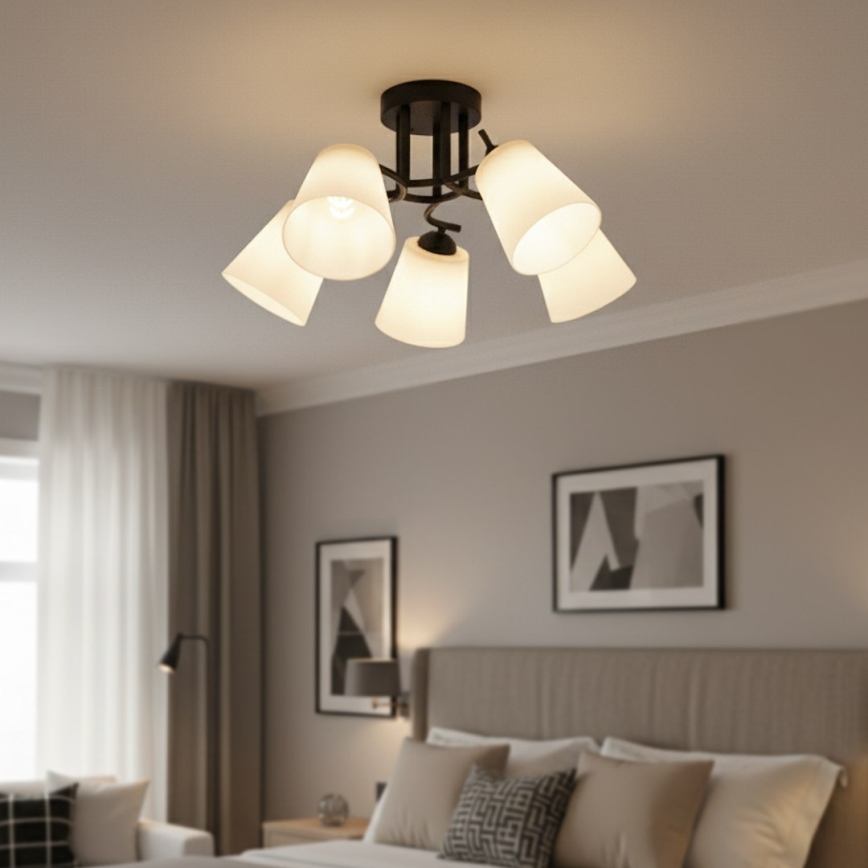 Overflademonteret lysekrone PAFOS 5xE27/15W/230V sort