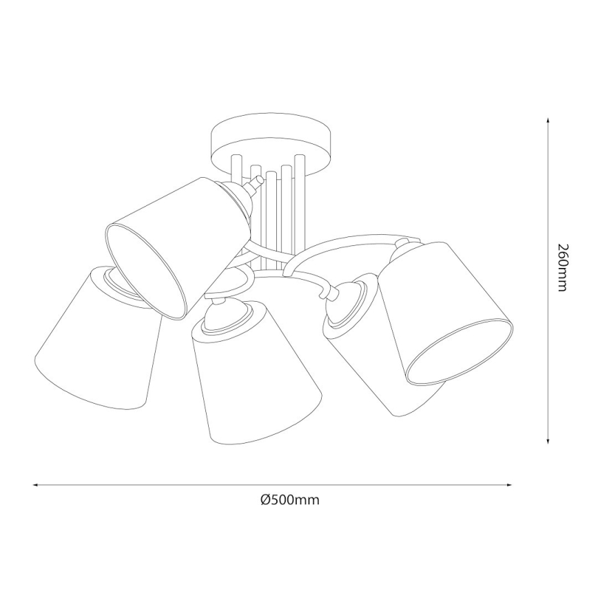 Overflademonteret lysekrone PAFOS 5xE27/15W/230V sort
