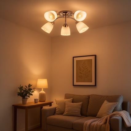 Overflademonteret lysekrone PORTOS 5xE14/10W/230V blank krom