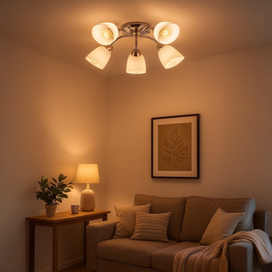 Overflademonteret lysekrone PORTOS 5xE14/10W/230V blank krom