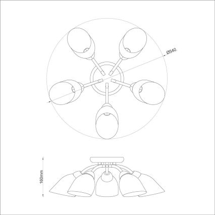Overflademonteret lysekrone PORTOS 5xE14/10W/230V blank krom