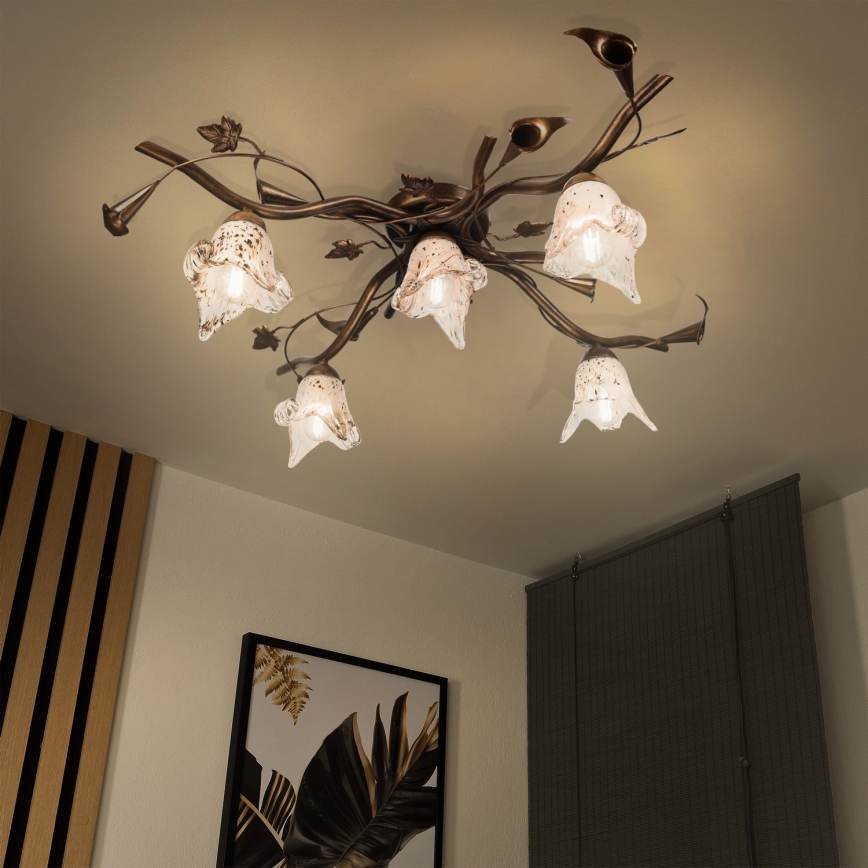 Overflademonteret lysekrone ROZETA 5xE14/40W/230V, bronzefarvet