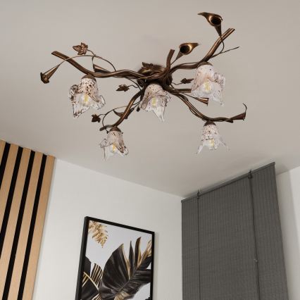 Overflademonteret lysekrone ROZETA 5xE14/40W/230V, bronzefarvet