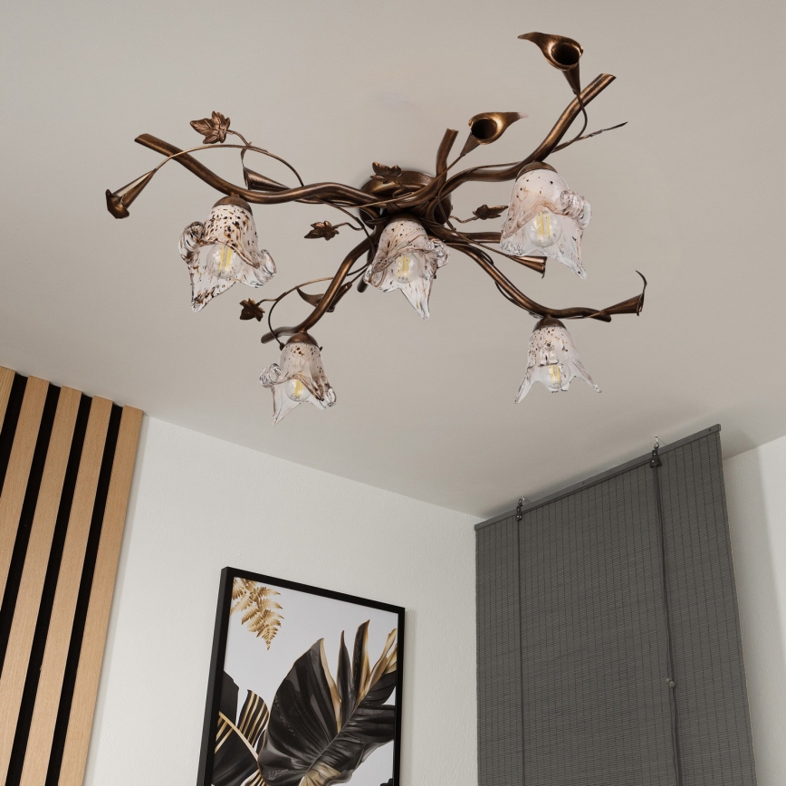 Overflademonteret lysekrone ROZETA 5xE14/40W/230V, bronzefarvet