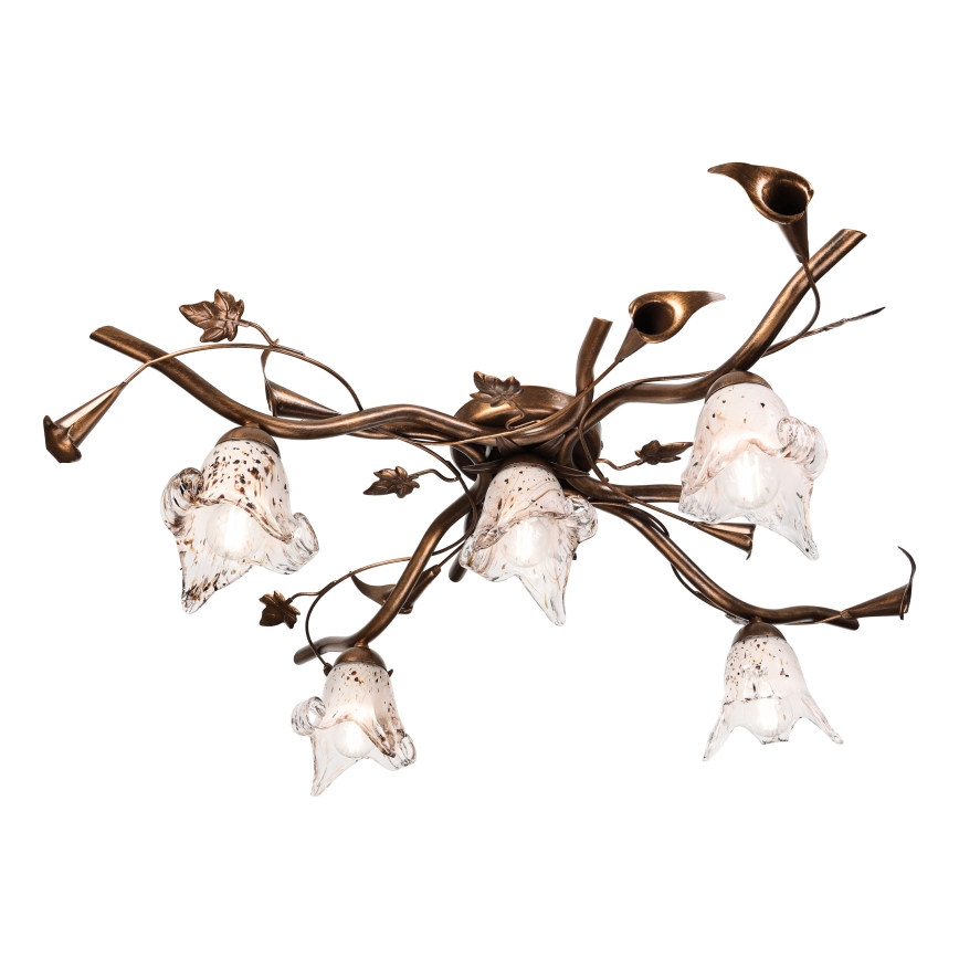 Overflademonteret lysekrone ROZETA 5xE14/40W/230V, bronzefarvet