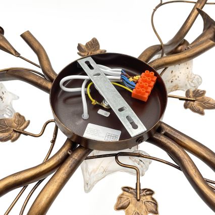 Overflademonteret lysekrone ROZETA 5xE14/40W/230V, bronzefarvet