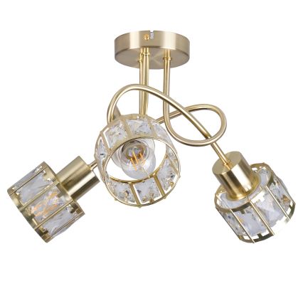 Overflademonteret lysekrone ZAHARA 3xE27/10W/230V guld