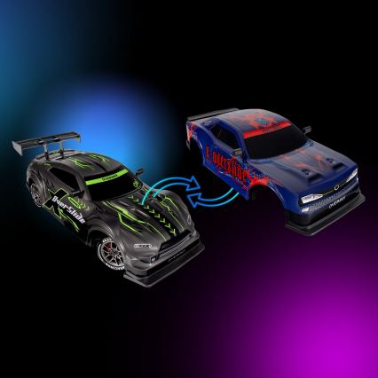 Overmax - RC-driftbil med fjernbetjening X-OVERSLIDE 1000 mAh sort/grøn/blå/rød