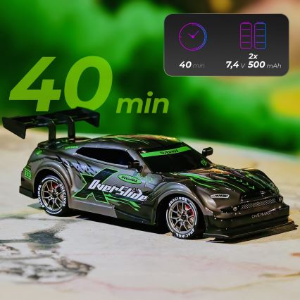 Overmax - RC-driftbil med fjernbetjening X-OVERSLIDE 1000 mAh sort/grøn/blå/rød