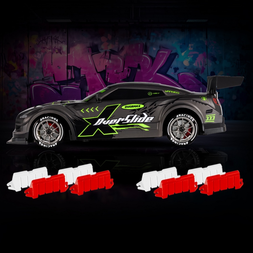Overmax - RC-driftbil med fjernbetjening X-OVERSLIDE 1000 mAh sort/grøn/blå/rød
