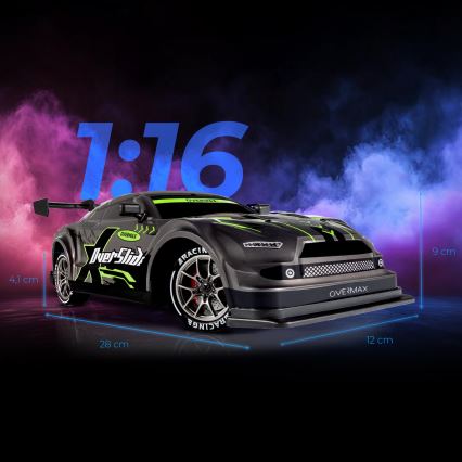 Overmax - RC-driftbil med fjernbetjening X-OVERSLIDE 1000 mAh sort/grøn/blå/rød