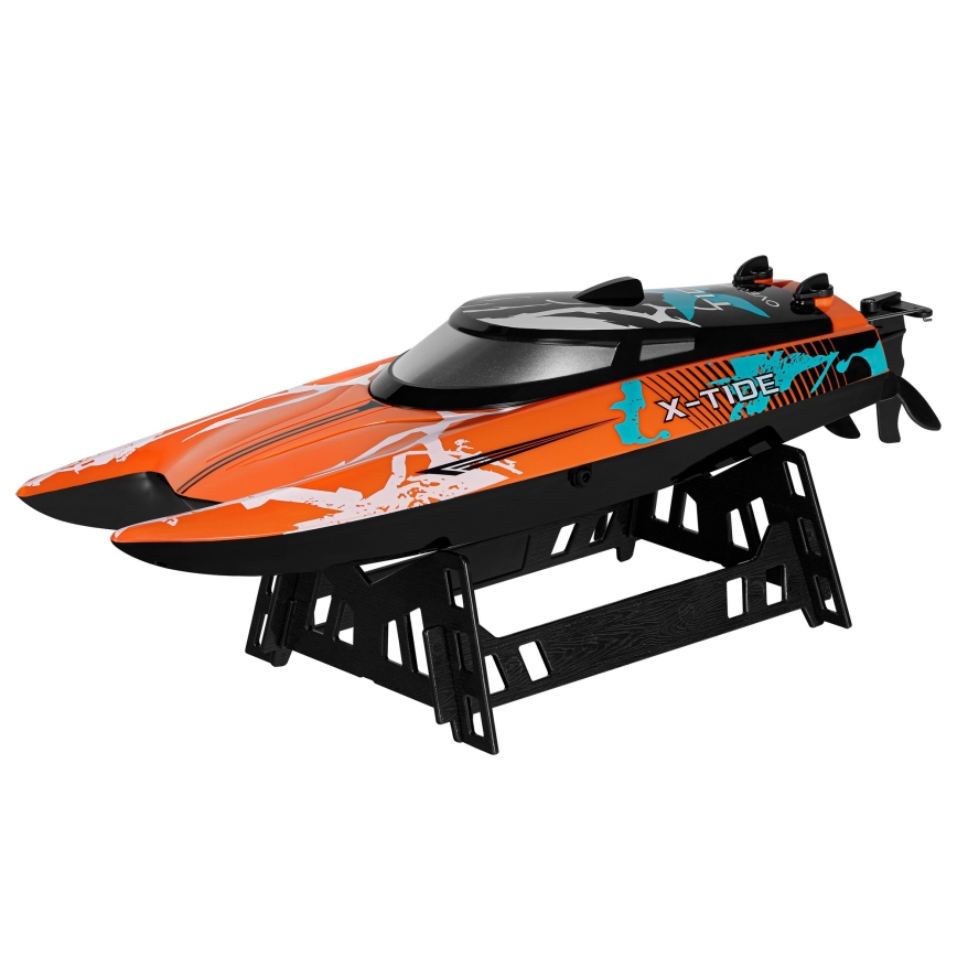 Overmax - RC-båd X-TIDE med fjernbetjening, 2400 mAh, sort/orange