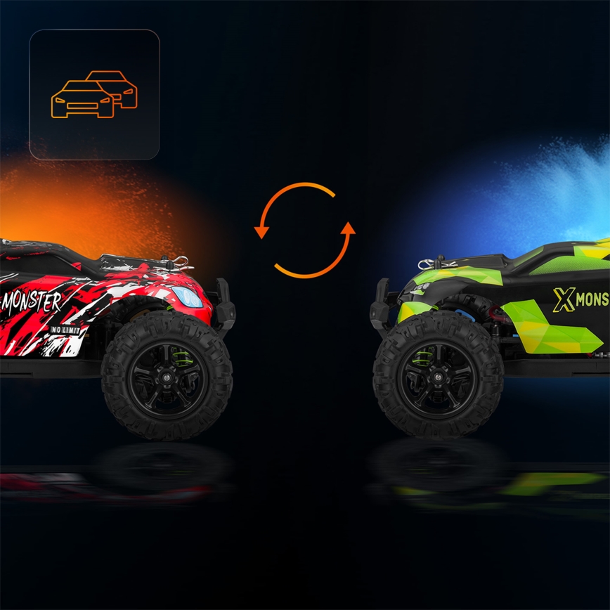 Overmax - fjernstyret RC-bil 2 i 1 X-MONSTER 3.5 1700 mAh sort/rød/grøn