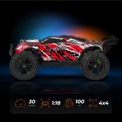Overmax - fjernstyret RC-bil 2 i 1 X-MONSTER 3.5 1700 mAh sort/rød/grøn