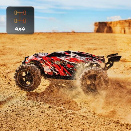 Overmax - fjernstyret RC-bil 2 i 1 X-MONSTER 3.5 1700 mAh sort/rød/grøn