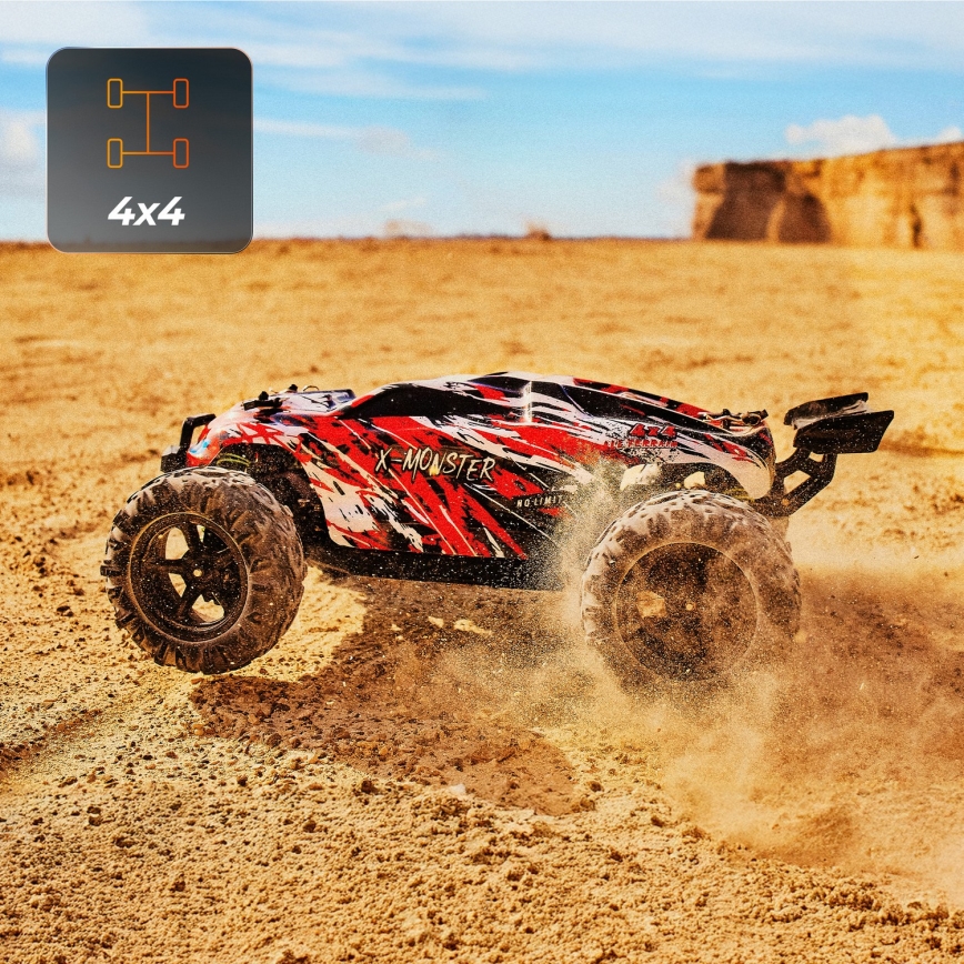 Overmax - fjernstyret RC-bil 2 i 1 X-MONSTER 3.5 1700 mAh sort/rød/grøn