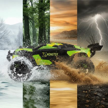 Overmax - fjernstyret RC-bil 2 i 1 X-MONSTER 3.5 1700 mAh sort/rød/grøn