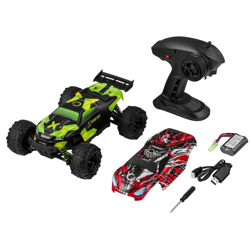 Overmax - fjernstyret RC-bil 2 i 1 X-MONSTER 3.5 1700 mAh sort/rød/grøn