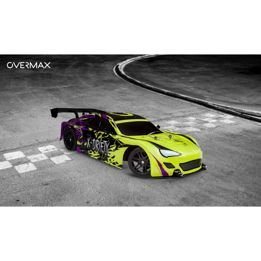 Overmax - RC-driftbil med fjernbetjening X-DRIFT 1000 mAh gul/lilla