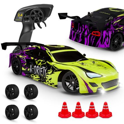 Overmax - RC-driftbil med fjernbetjening X-DRIFT 1000 mAh gul/lilla