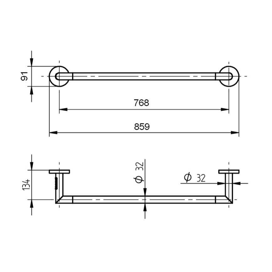 P.M.H. IN1B-L - Elektrisk håndklædetørrer INGA 17W/230V 85,9 cm IP44 venstre/sort