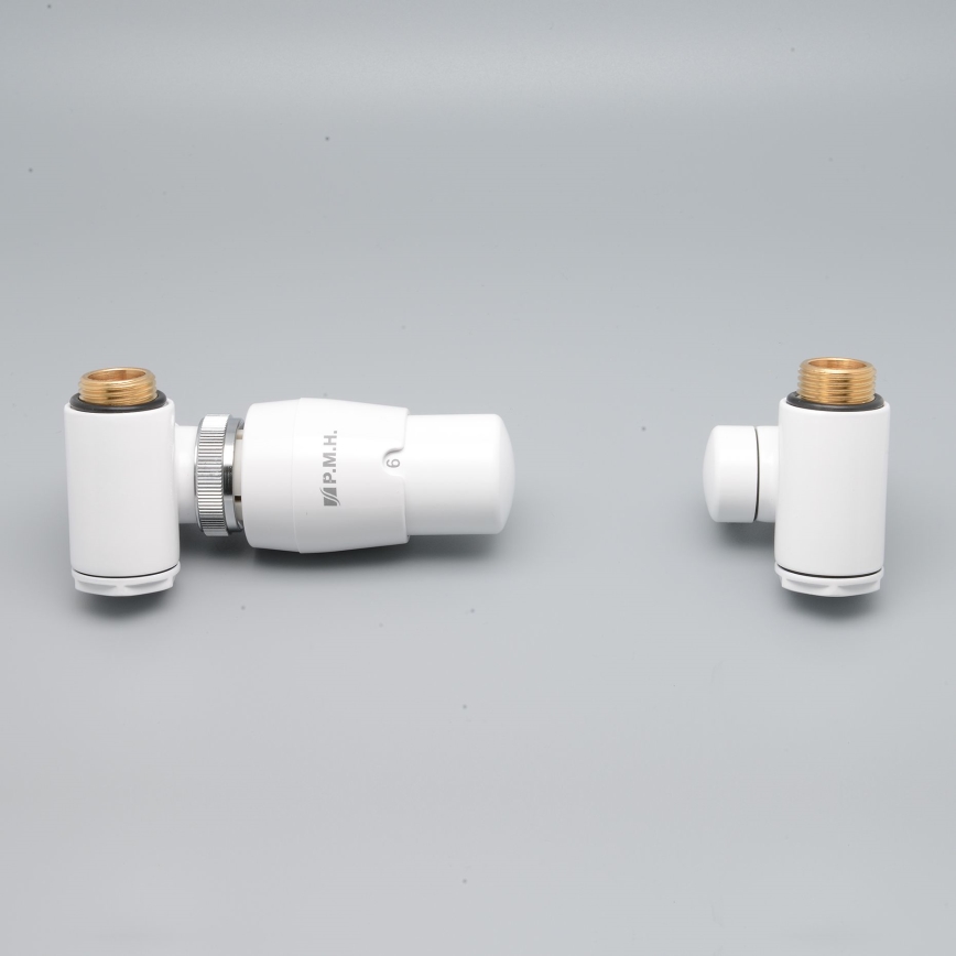 P.M.H. INTER-LW - Ventil med termostatisk ventilhoved INTER venstre/hvid