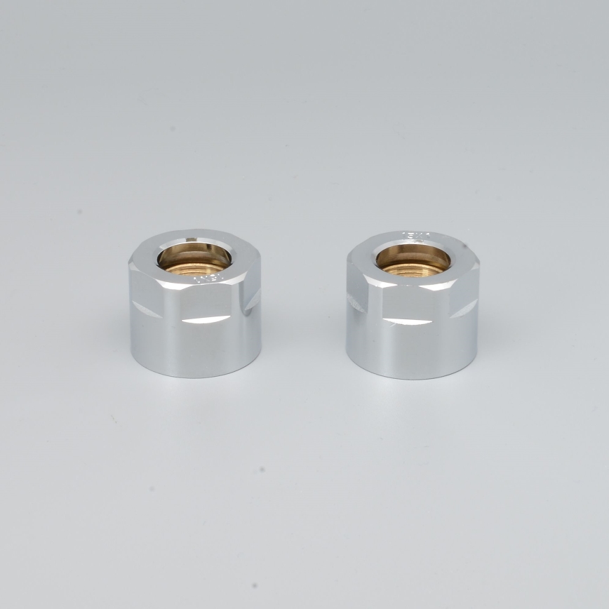 P.M.H. M15B4002 - Kompressionsfitting til ventil VISION/INTER poleret krom/kobber 15 mm