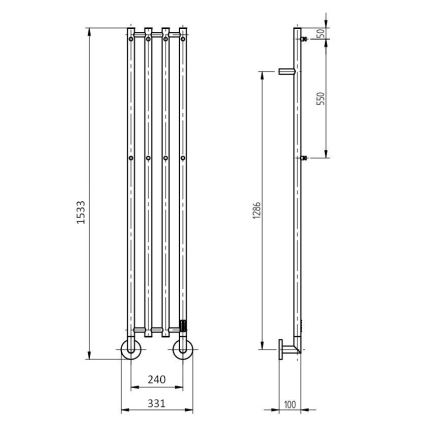 P.M.H. MO1B-R - Elektrisk håndklædetørrer MONA 93W/230V 153,3 cm IP44 sort