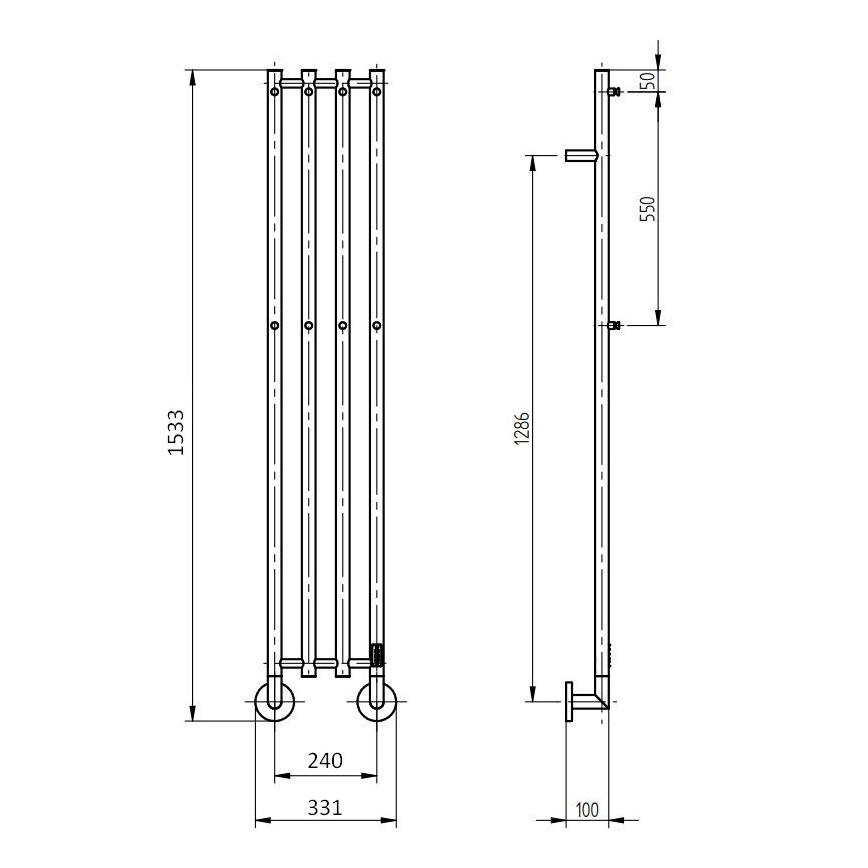 P.M.H. MO1B-R - Elektrisk håndklædetørrer MONA 93W/230V 153,3 cm IP44 sort