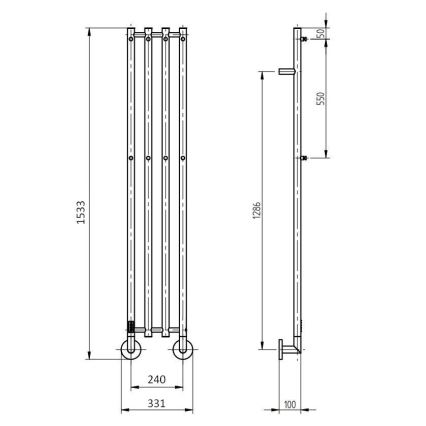 P.M.H. MO1B-RK - Elektrisk håndklædetørrer MONA 93W/230V 153,3 cm IP44 sort