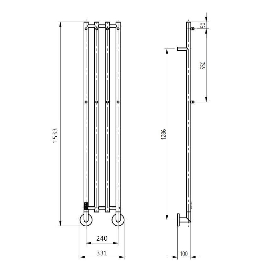 P.M.H. MO1B-RK - Elektrisk håndklædetørrer MONA 93W/230V 153,3 cm IP44 sort