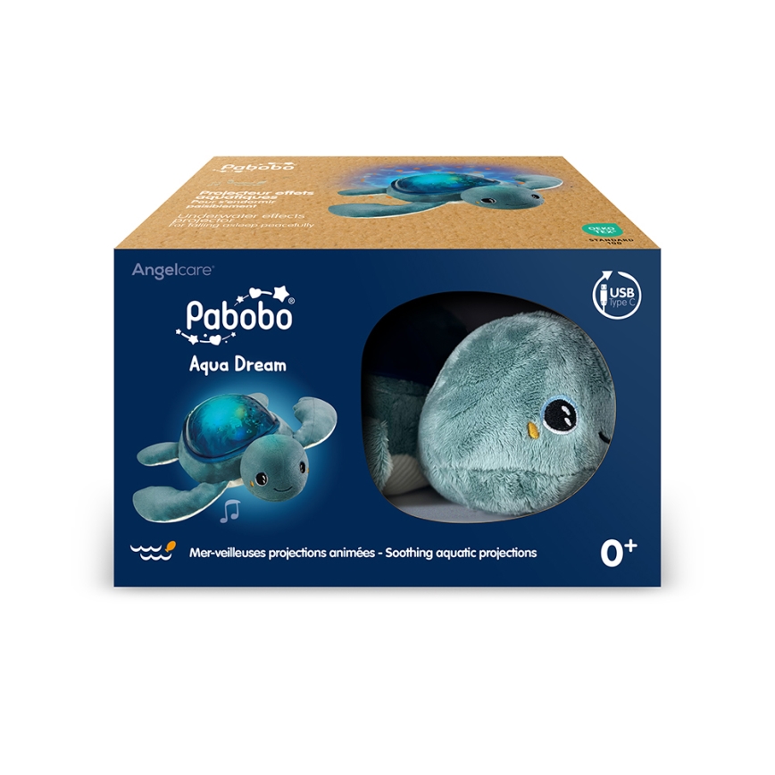 PABOBO - Projektor med melodi AQUA DREAM USB skildpadde 1200 mAh