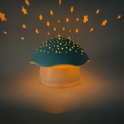 PABOBO - Projektor med melodi STAR MUSHROOM 3xAA blå