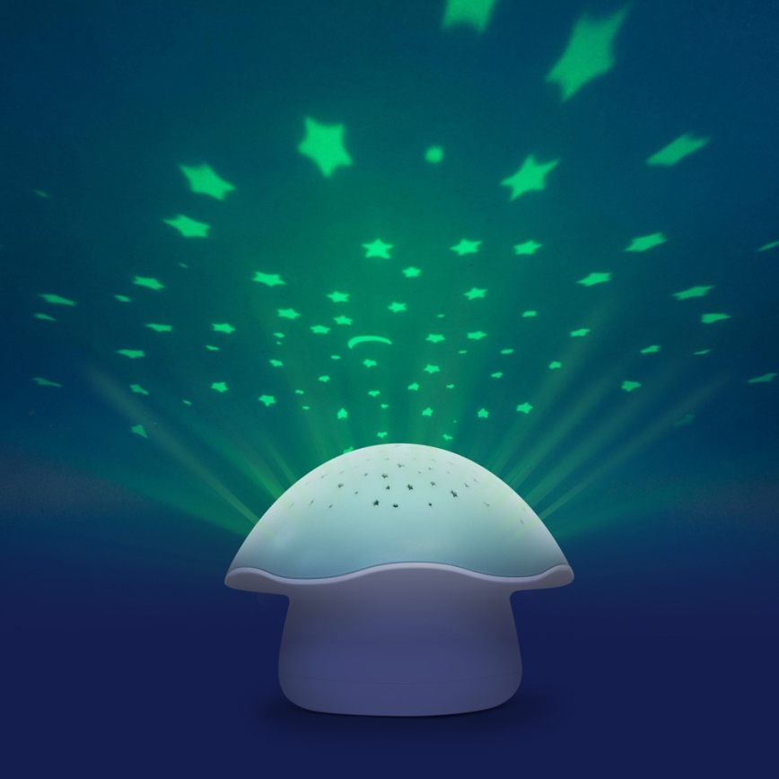 PABOBO - Projektor med melodi STAR MUSHROOM 3xAA blå