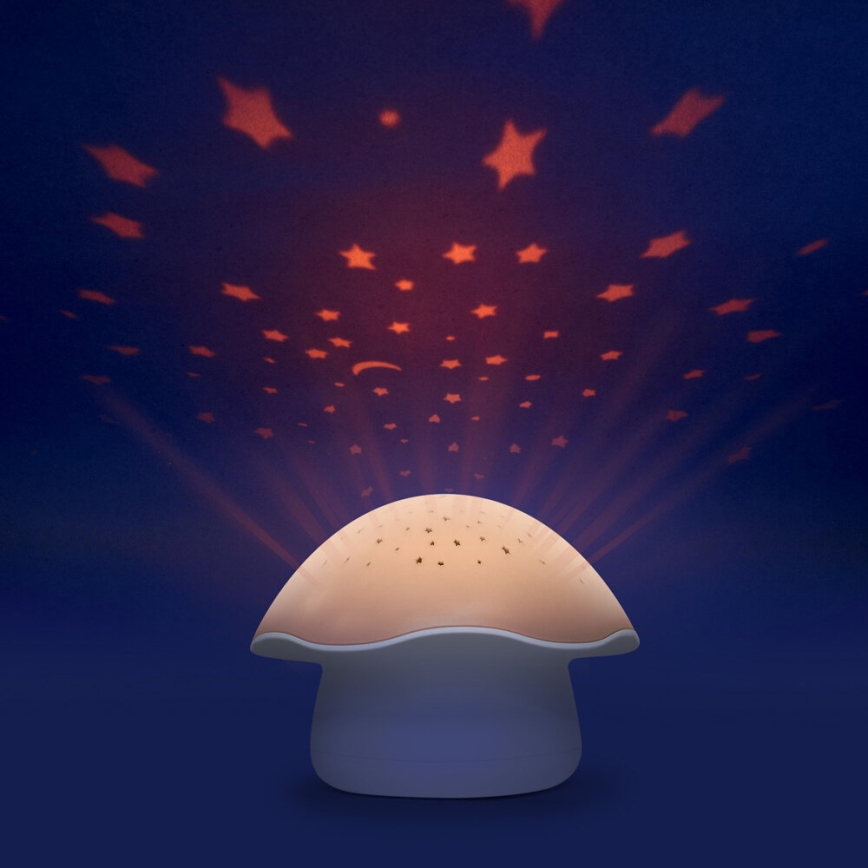 PABOBO - Projektor med melody STAR MUSHROOM 3xAA laksefarvet