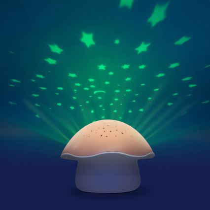 PABOBO - Projektor med melody STAR MUSHROOM 3xAA laksefarvet